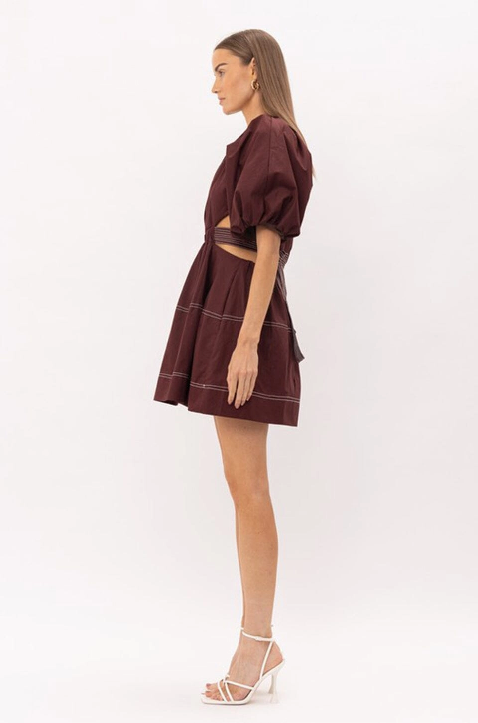 foldable Limit Cut Out Mini Dress - Mocha