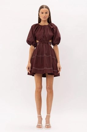 Limit Cut Out Mini Dress - Mocha Shine Dressy