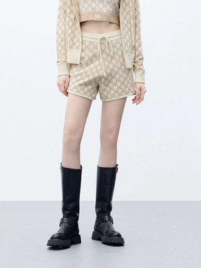 Functional Wear Drawstring Waist Monogram Shorts