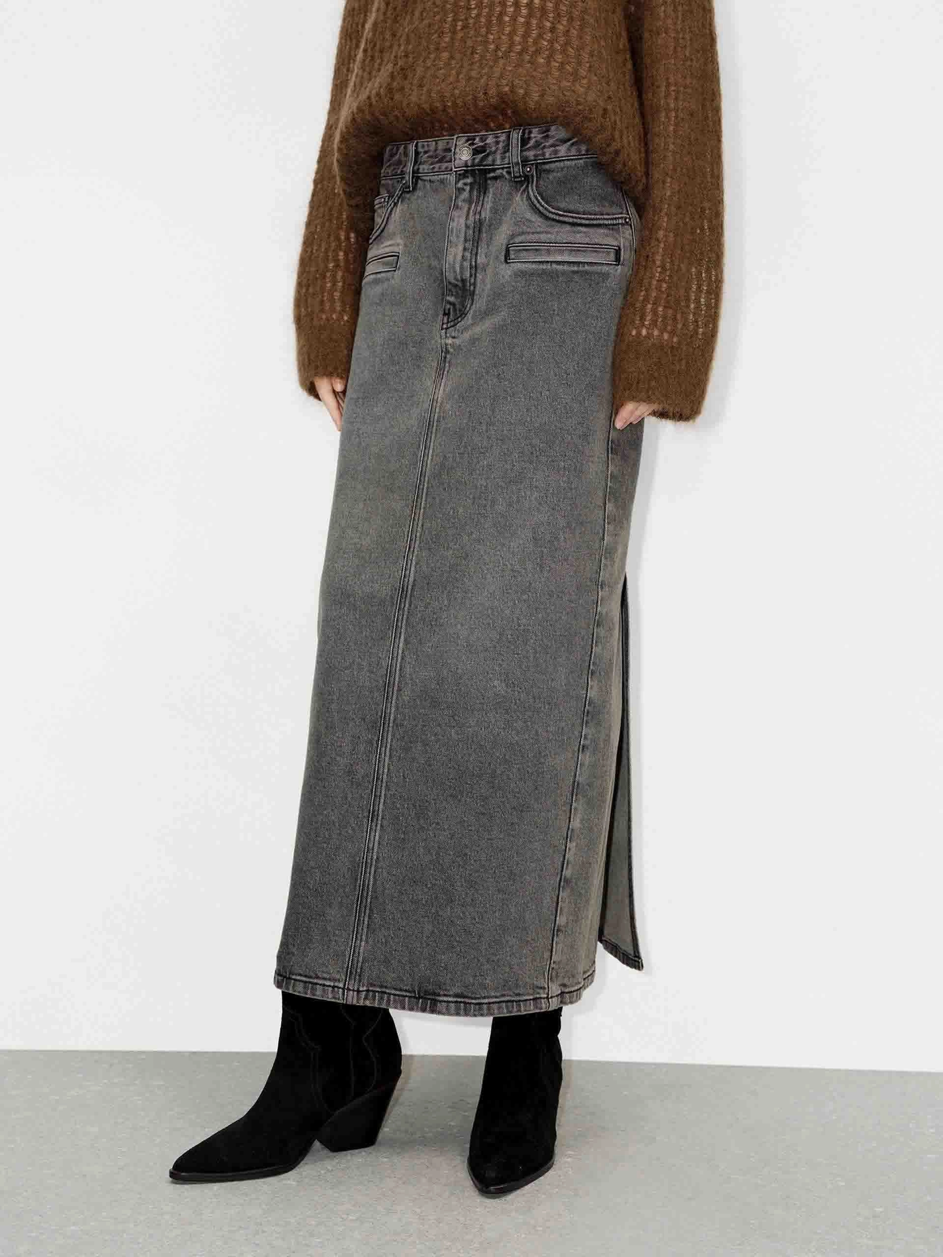 Denim Back Slit Skirt Multi Purpose Fabric