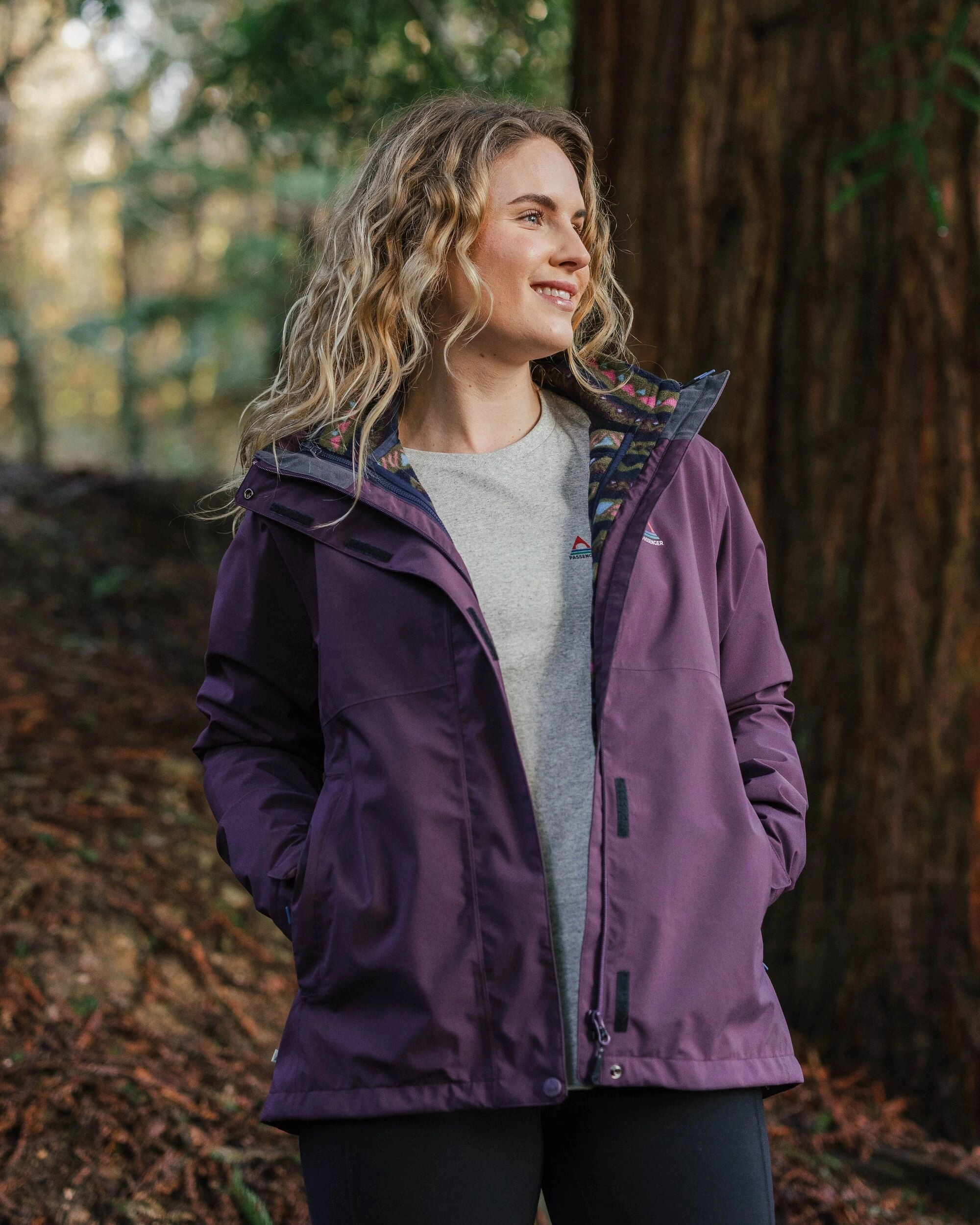 Breckenridge Recycled Waterproof 3 In 1 Jacket - Deep Plum Plaid Print