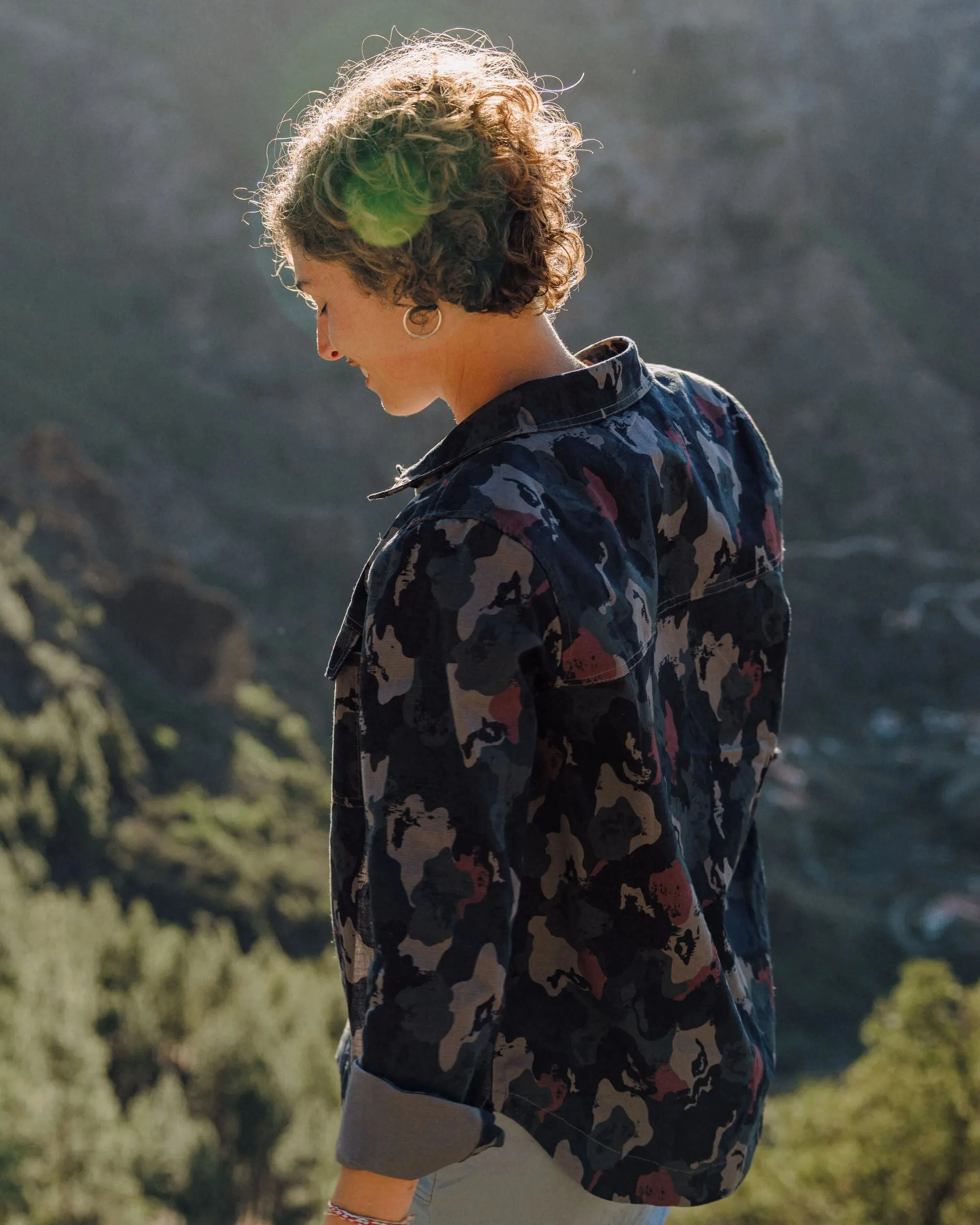 Solid Color Coral Organic Cotton LS Shirt - Sycamore Camo