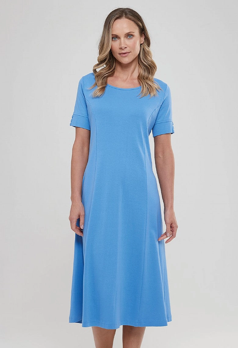 Cotton Rib Amy Dress ?C Blue Evening Motion