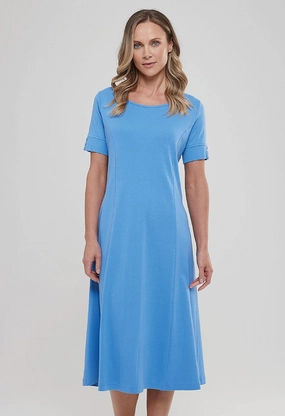 Cotton Rib Amy Dress ?C Blue Evening Motion