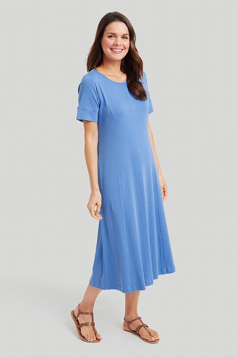 Comfortable casual dress Cotton Rib Amy Dress ?C Blue