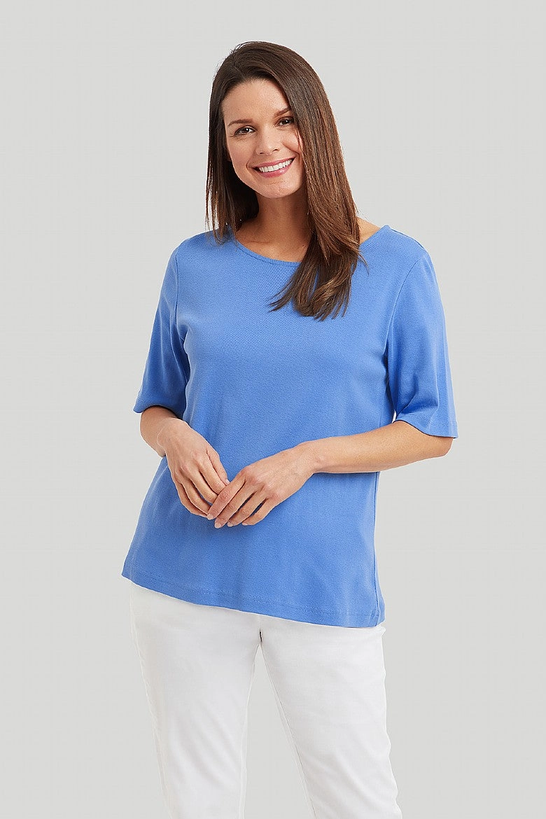 Cotton Rib Bianca Top - Blue HeavyweightThermal