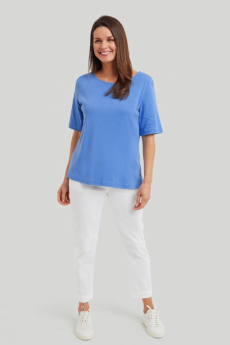 Cool Fabric Cotton Rib Bianca Top - Blue
