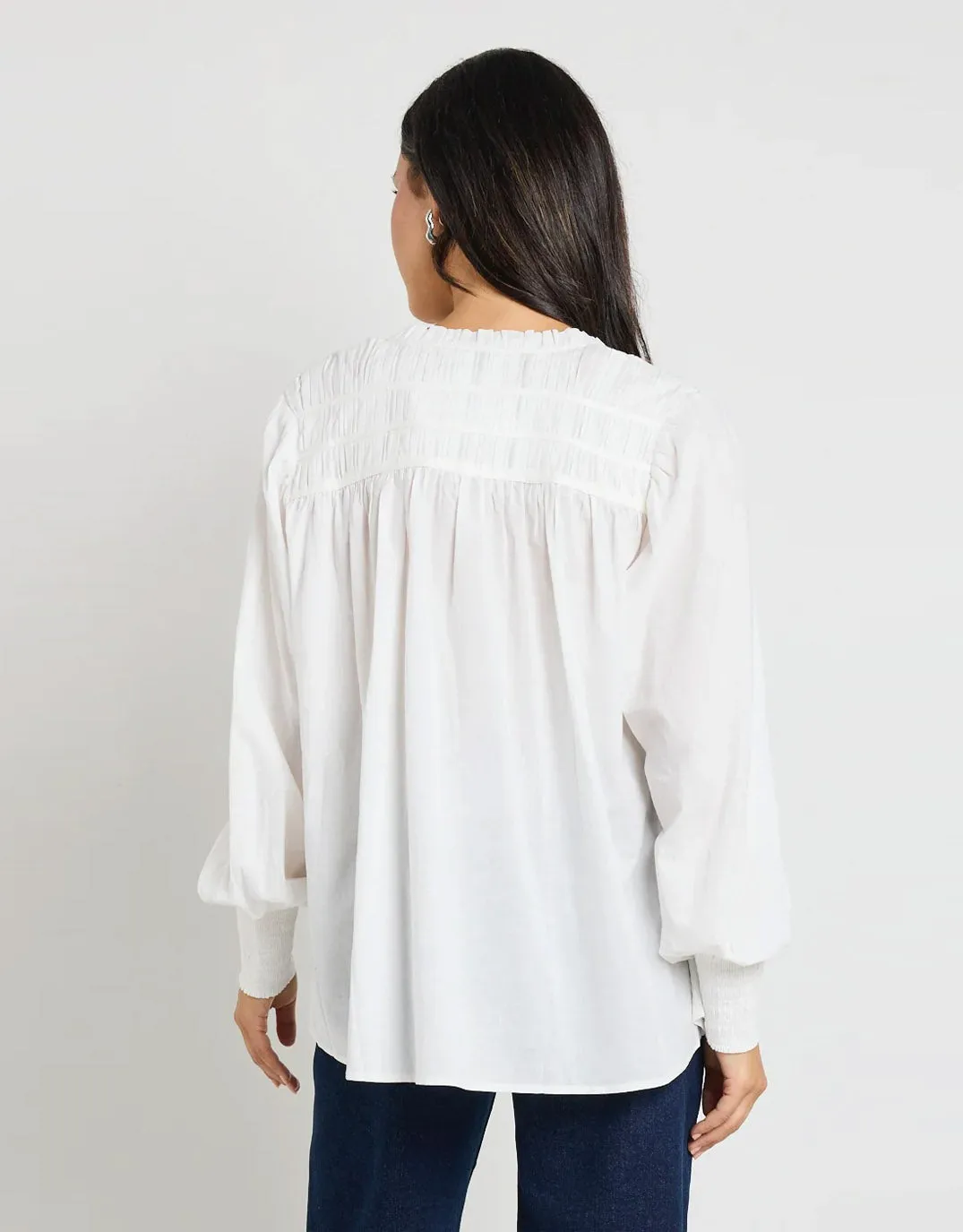 formal dinner Weekend Casual Creator Pintuck Long Sleeve Blouse - Ivory Voile