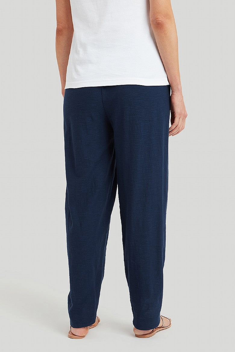 Dynamic Flex Panels Sleek Waist Organic Cotton Slub Mabel Trouser - Soft Navy