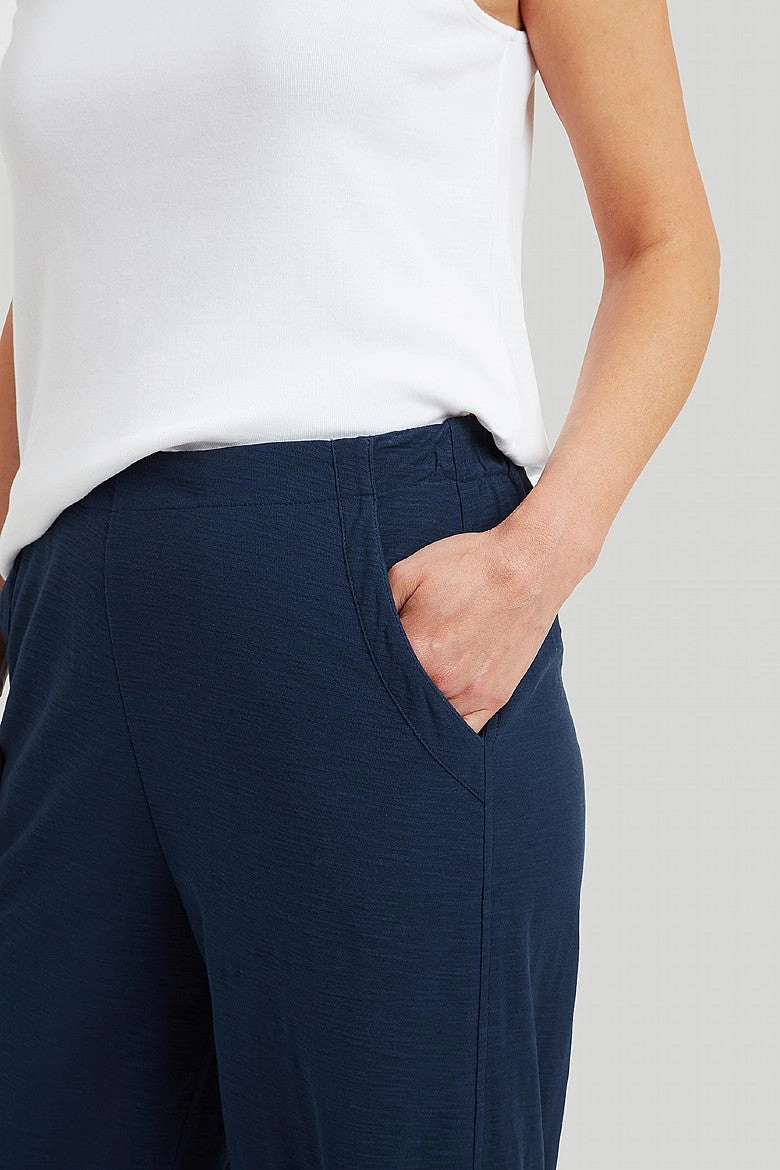 Chic Vibe Organic Cotton Slub Mabel Trouser - Soft Navy