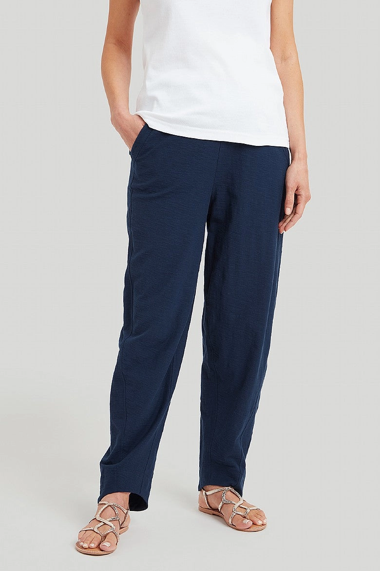 Non Irritating Body shaping Organic Cotton Slub Mabel Trouser - Soft Navy
