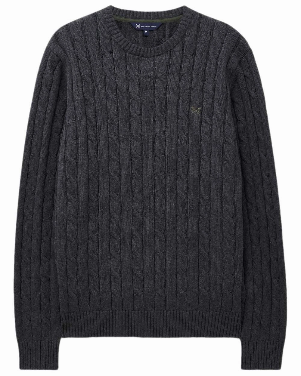 Dimensional Jacquard Weave Reinforced Neckline Stitching Crew Clothing Mens Oarsman Cable Knit Organic Cotton Crew Neck Jumper