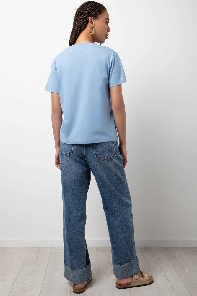 Crew Neck Short Sleeve Regular Fit T-Shirt Blue TaglessLabel