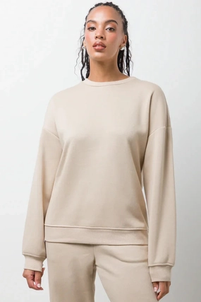Crew Neck Tracktop Natural MultiPocket Quick Access Slit