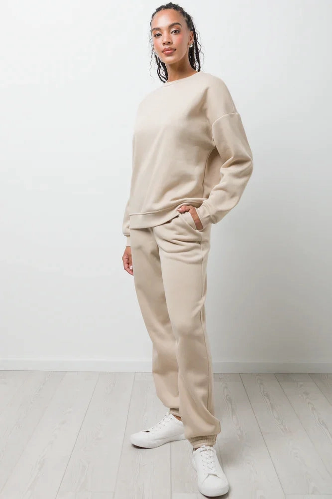 Easy Fit Anti Static Fabric Crew Neck Tracktop Natural