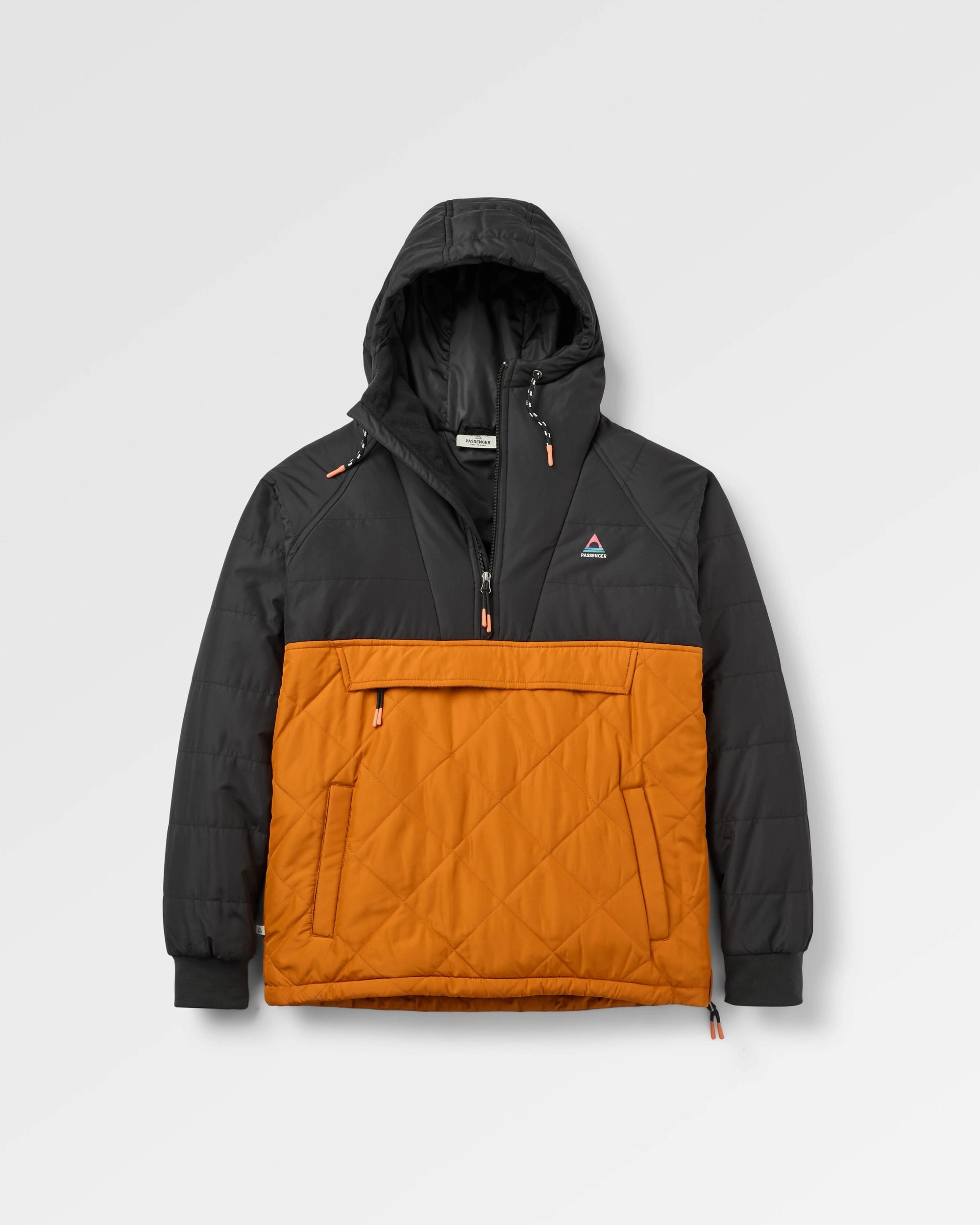 Oceanic Recycled Insulated Anorak - Black/Retro Orange Button Closure