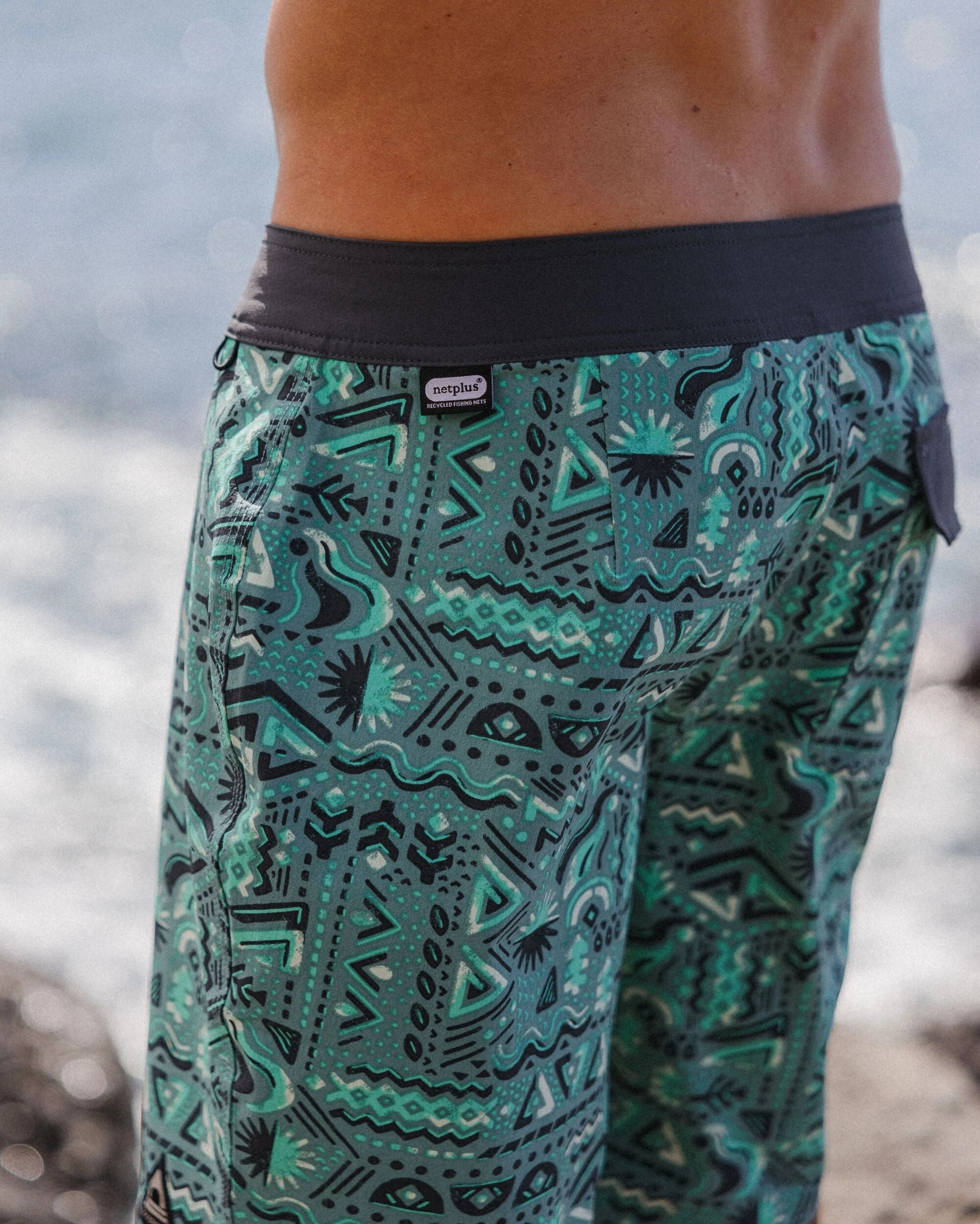 denim material Anti - odor Cruiser Netplus? Recycled 19" Boardshort - Elemental Geo Arctic