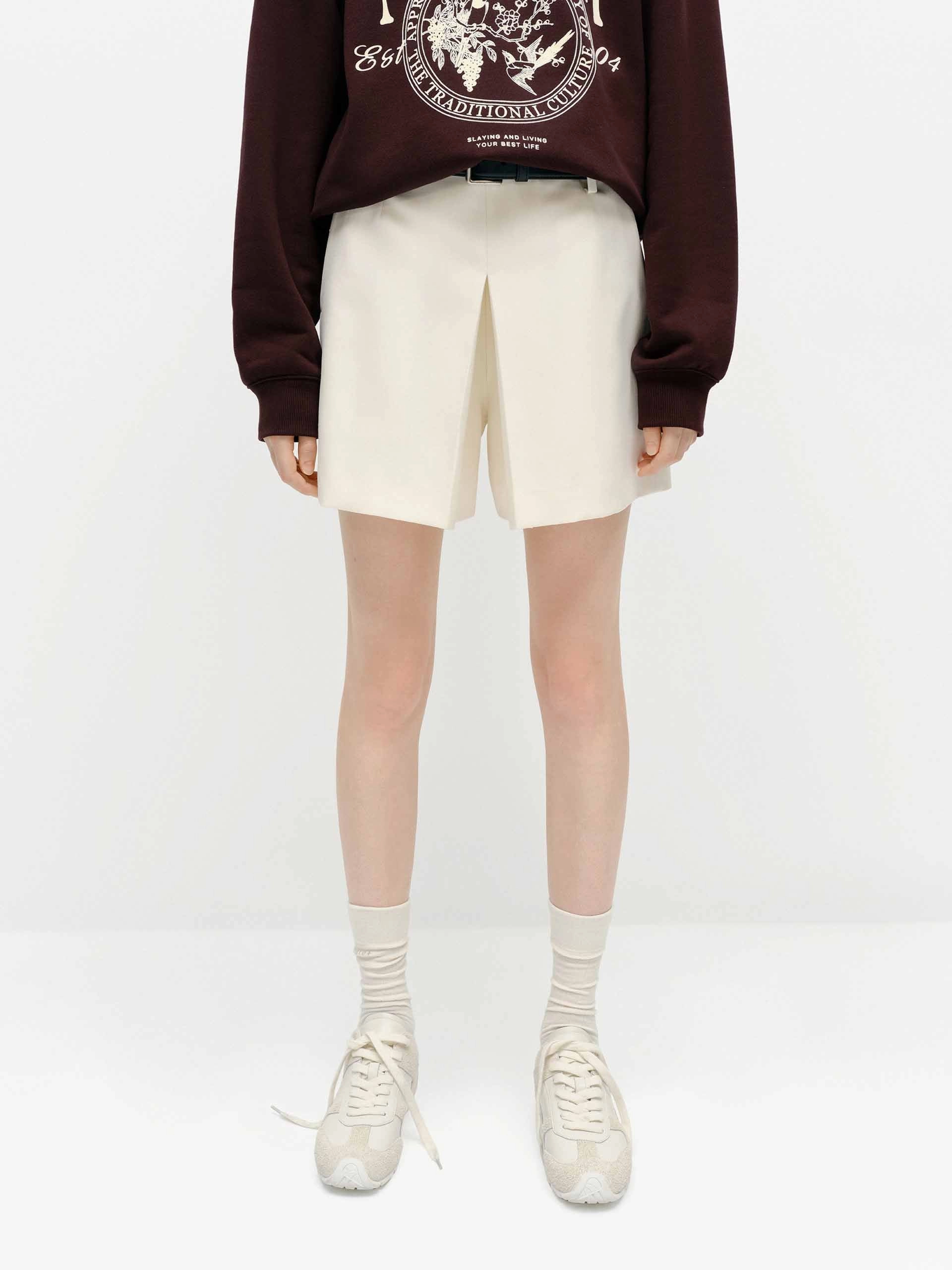 Sport Fit Wool Blend Belted Shorts