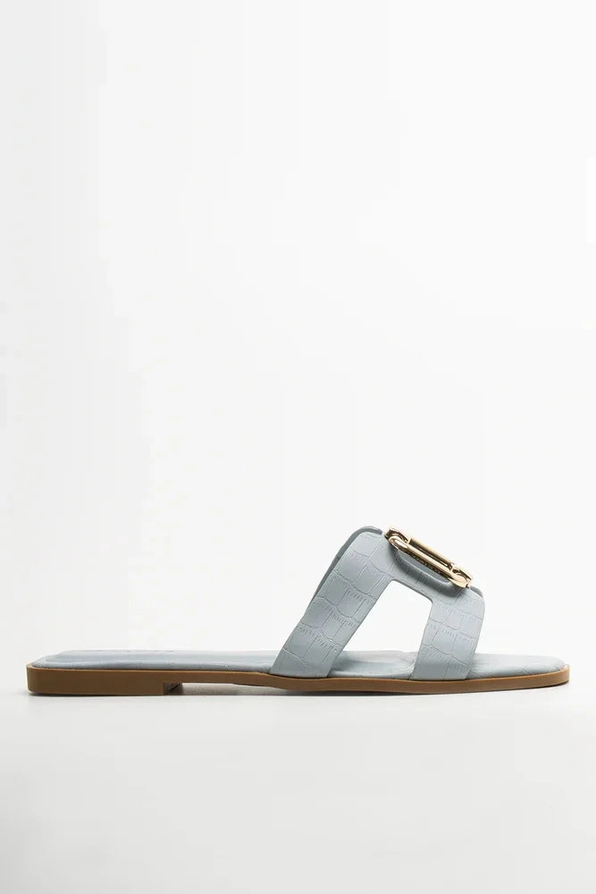 Toe Post Design Classic Outdoor Style Cut Out Mule Sandals Blue