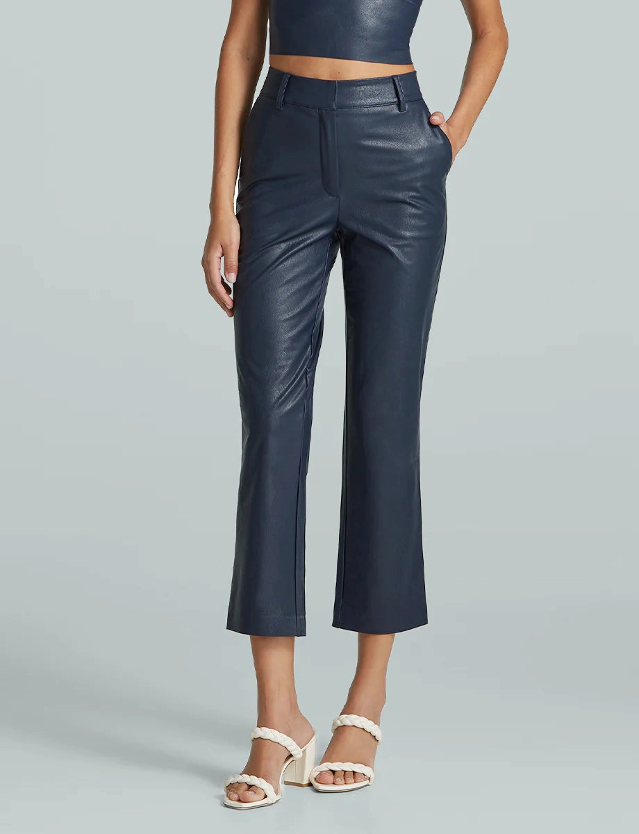 Faux Leather 7/8 Trouser Lightweight Holiday Flexible Fancy