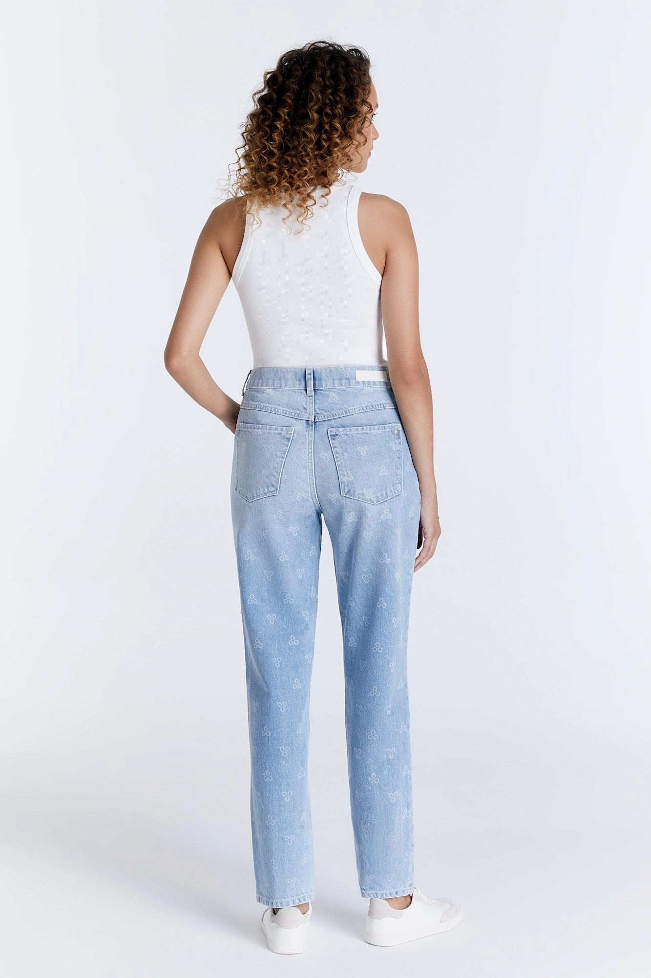 Daisy Mid Waist Mom Jean - Light Blue Print L28 LowProfileWaistband Daily Wear