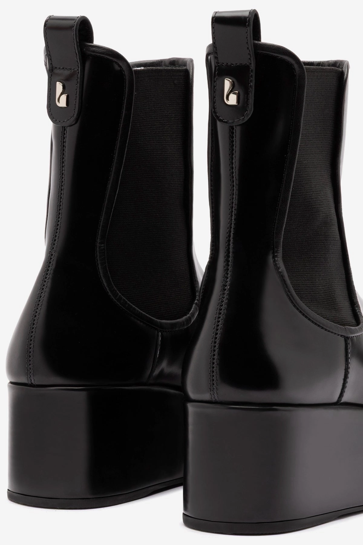 Dani Chelsea Flatform Boot In Black Box Leather Padded collar