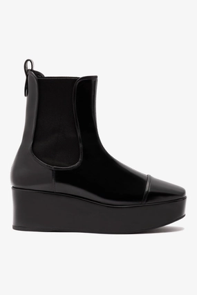 Walk Support Dani Chelsea Flatform Boot In Black Box Leather