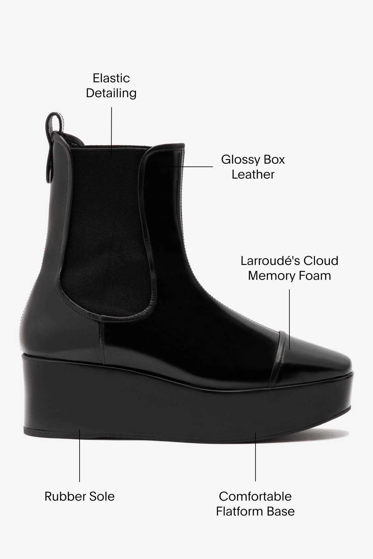 Combat Look Dani Chelsea Flatform Boot In Black Box Leather