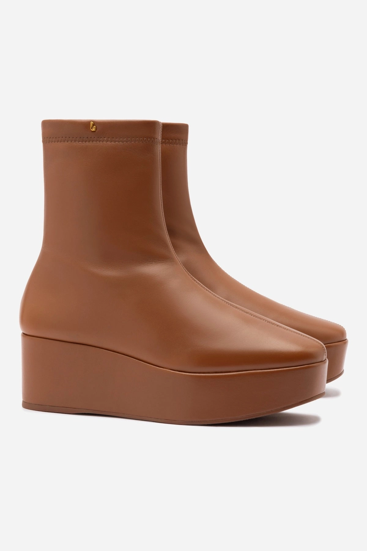 Slip Resistant All Day Wear Dani New Flatform Boot In Caramel Leather