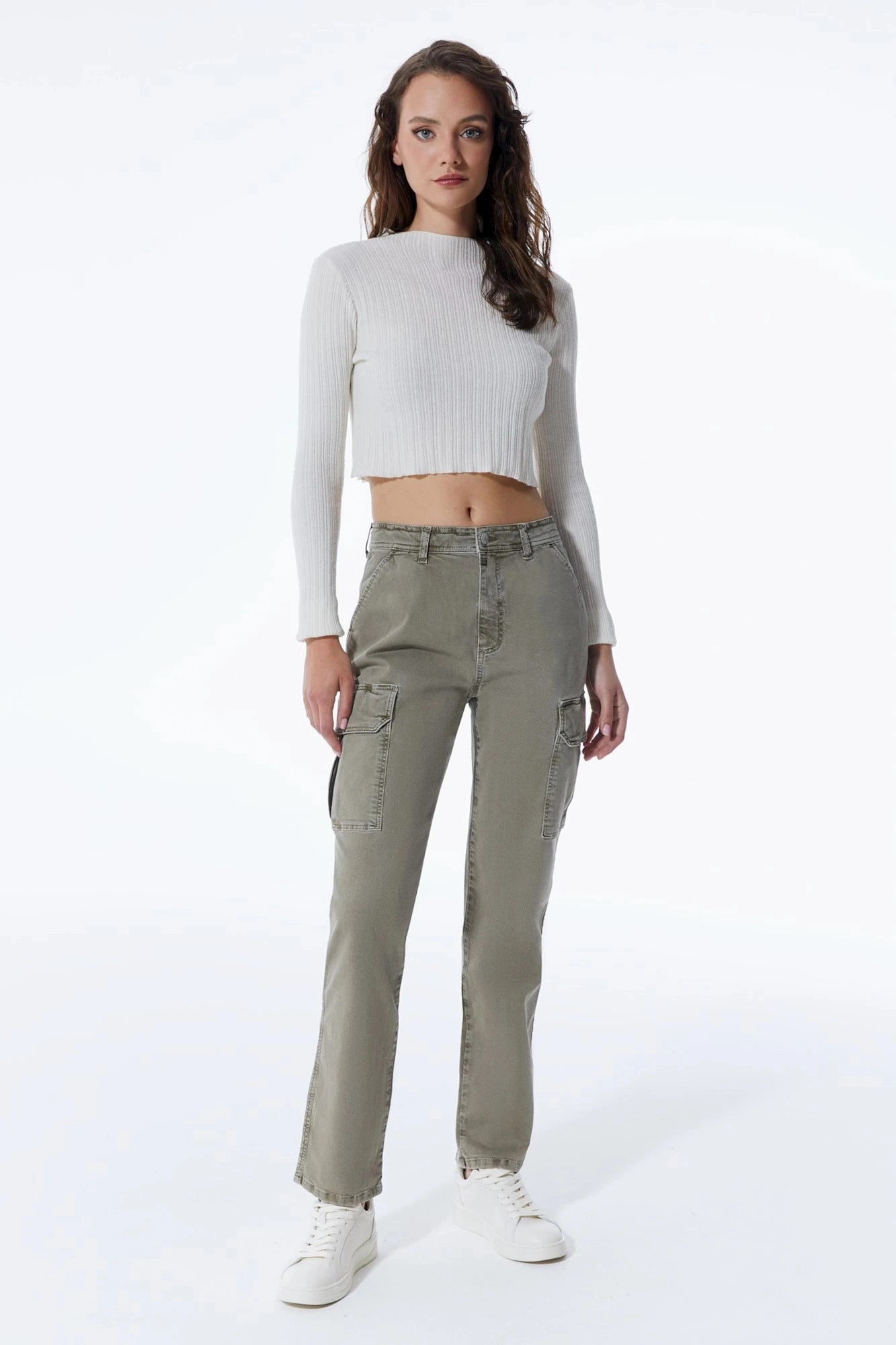Softened Hem Daphne - Cargo Pant -Khaki - L30