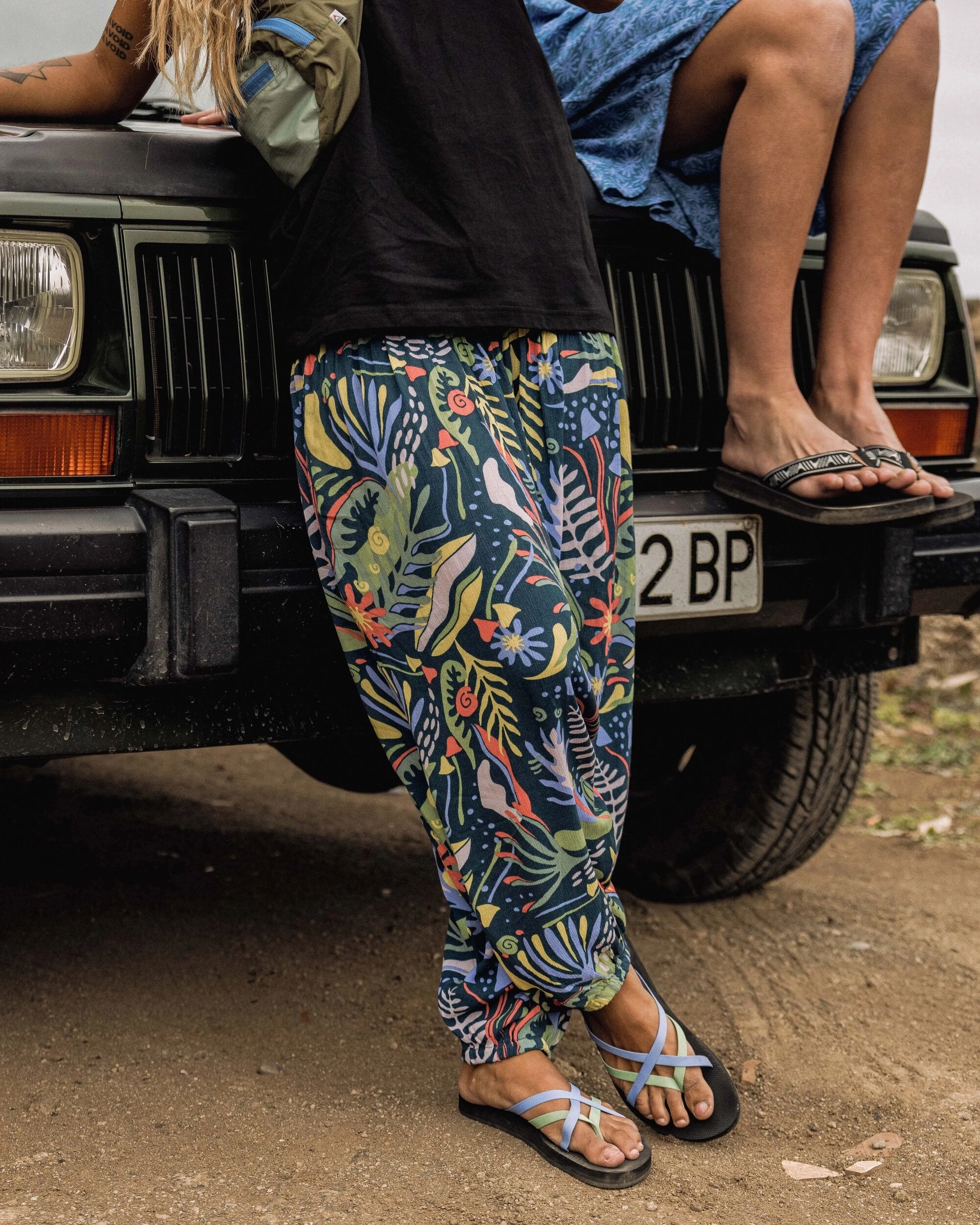 Daylily Loose Trouser - Abstract Seaweed Tidal Blue Fashionable Look Outdoor Comfort