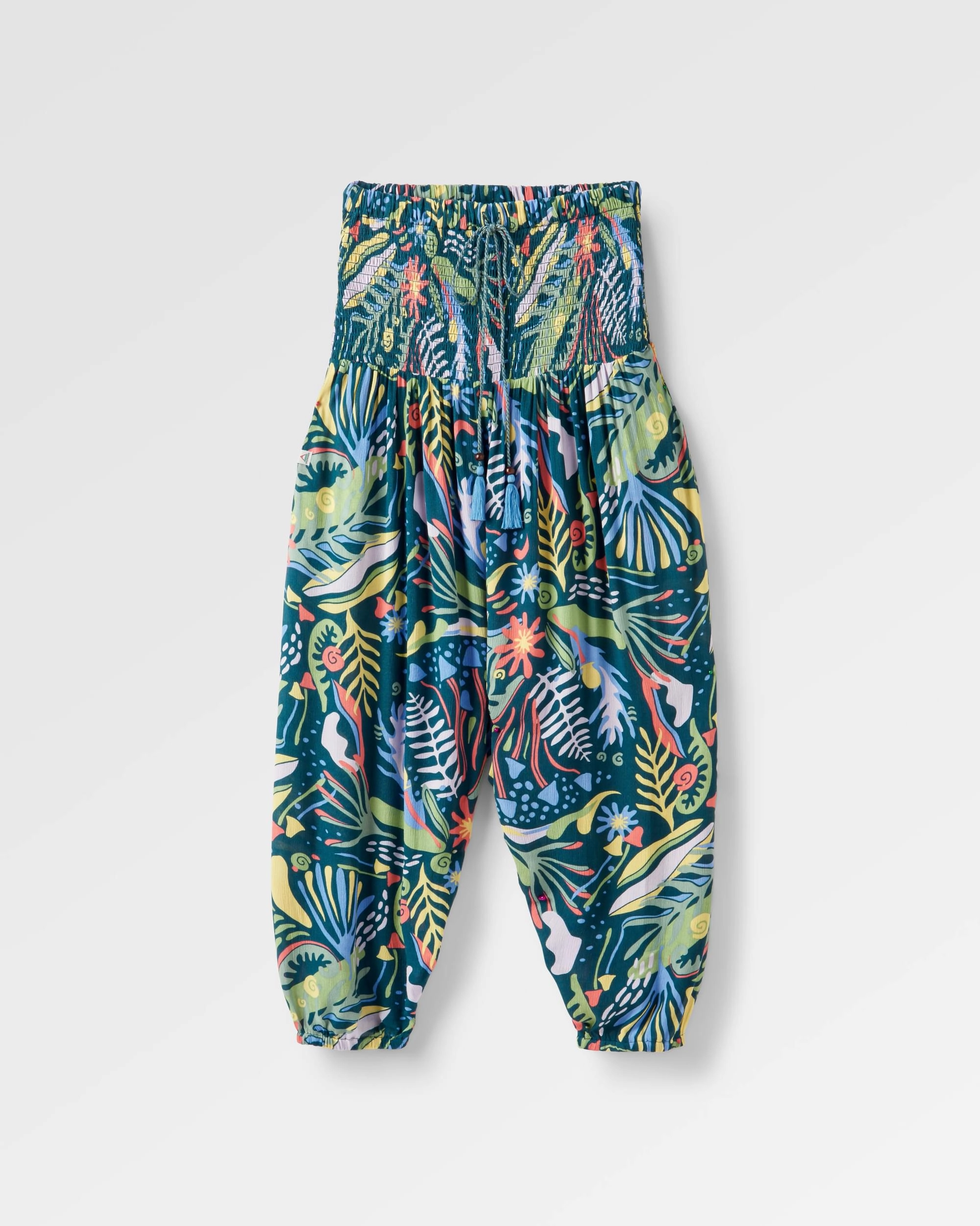 Utility Fit LowProfileStitching Daylily Loose Trouser - Abstract Seaweed Tidal Blue