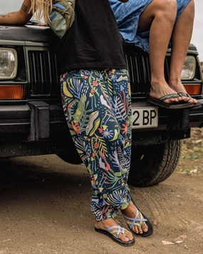 Daylily Loose Trouser - Abstract Seaweed Tidal Blue Fashionable Look Outdoor Comfort