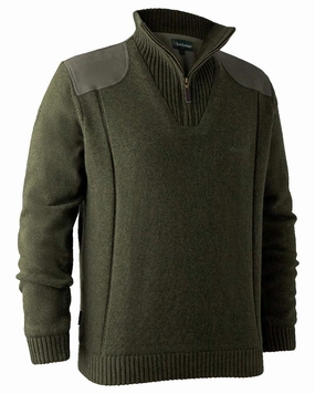 Street Warmth MultiPly Yarn Construction Deerhunter Carlisle Knit Zip Neck Sweater with Stormliner