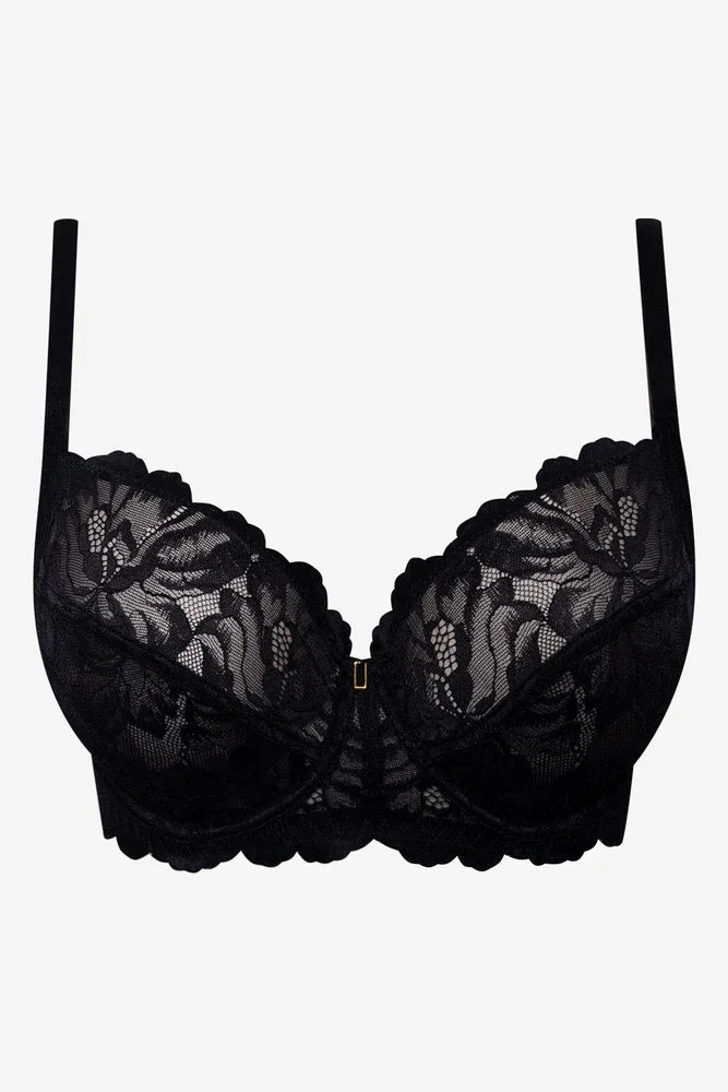 Round neck seams Plus Size 2 Pack Non Padded Underwire Lace Bra Black And Natural