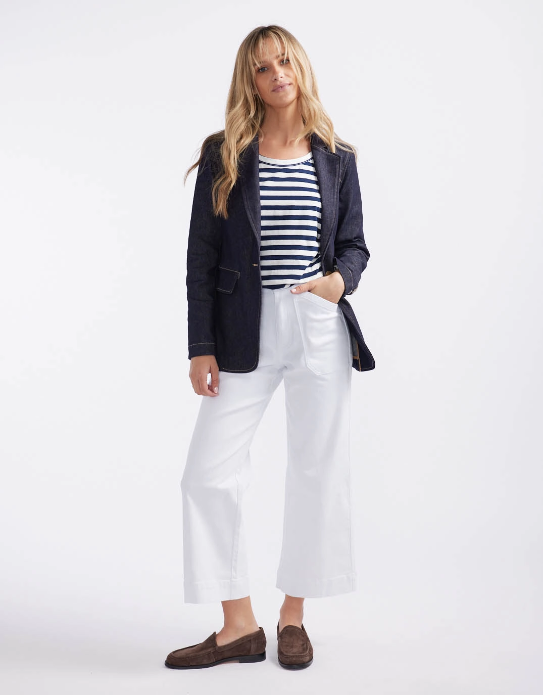 Packable Technology Weather Friendly Denim Blazer - Dark Denim