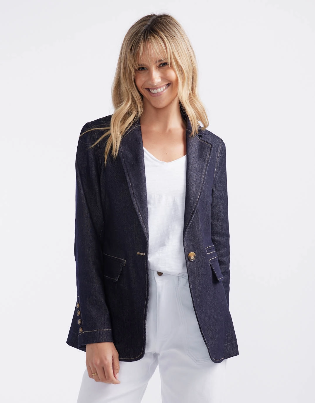 Denim Blazer - Dark Denim Travel Wardrobe Lightweight Construction