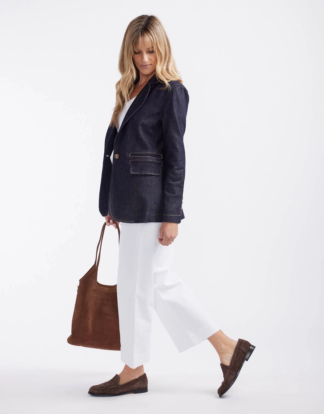 Simple Outer Denim Blazer - Dark Denim