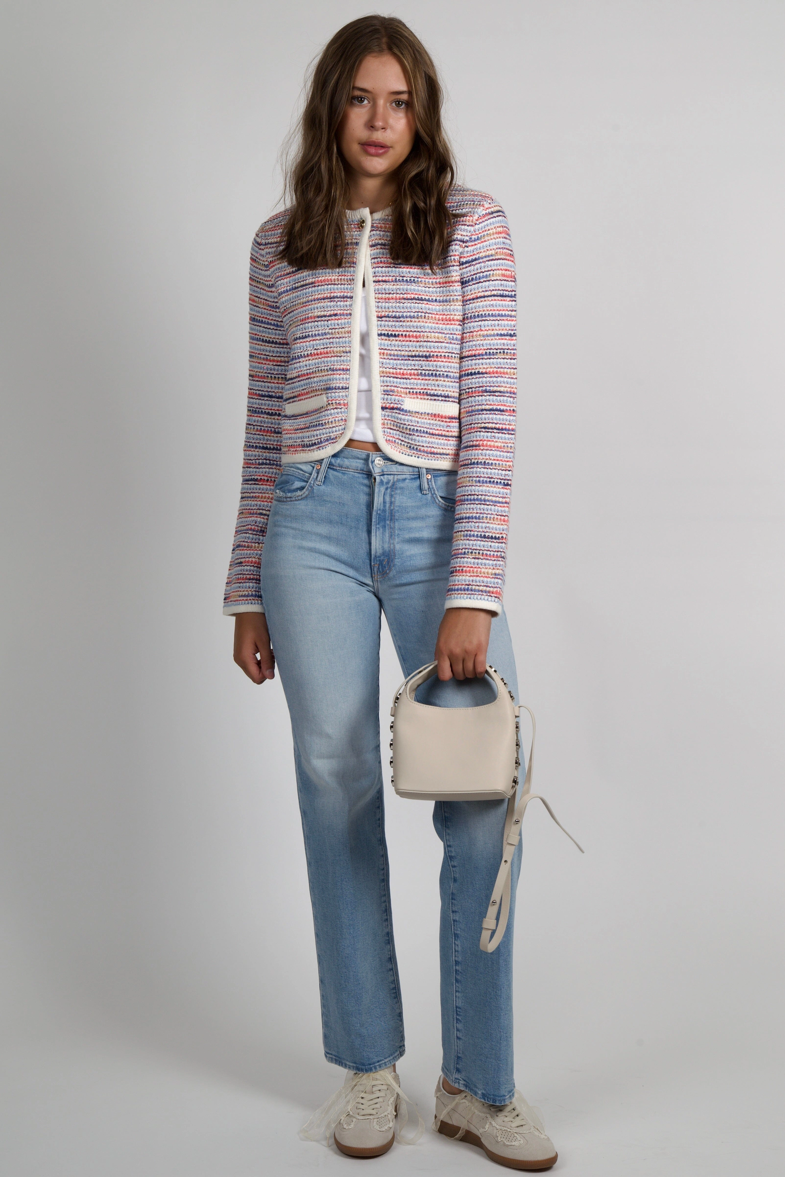 DEREK LAM | Findley Space Dyed Cardigan - Raspberry Multi Sweater Knit