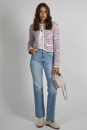 DEREK LAM | Findley Space Dyed Cardigan - Raspberry Multi No Stress NonRestrictive Cut