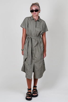 Sister Charm Flattering Comfort Wear DEREK LAM | Mikayla Belted Shirt Dress - Olive