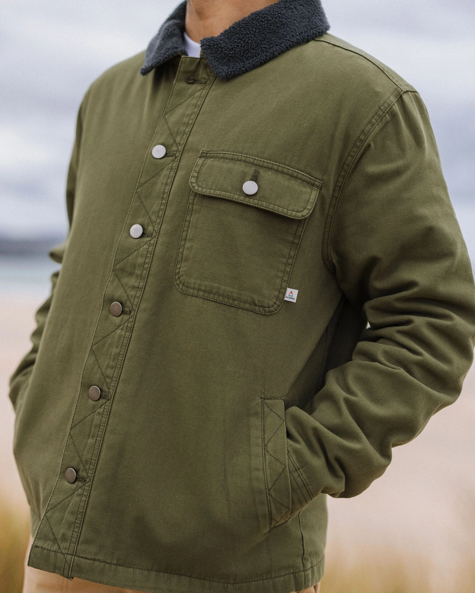 Falcon Organic Cotton Jacket - Khaki Stormproof Zipper