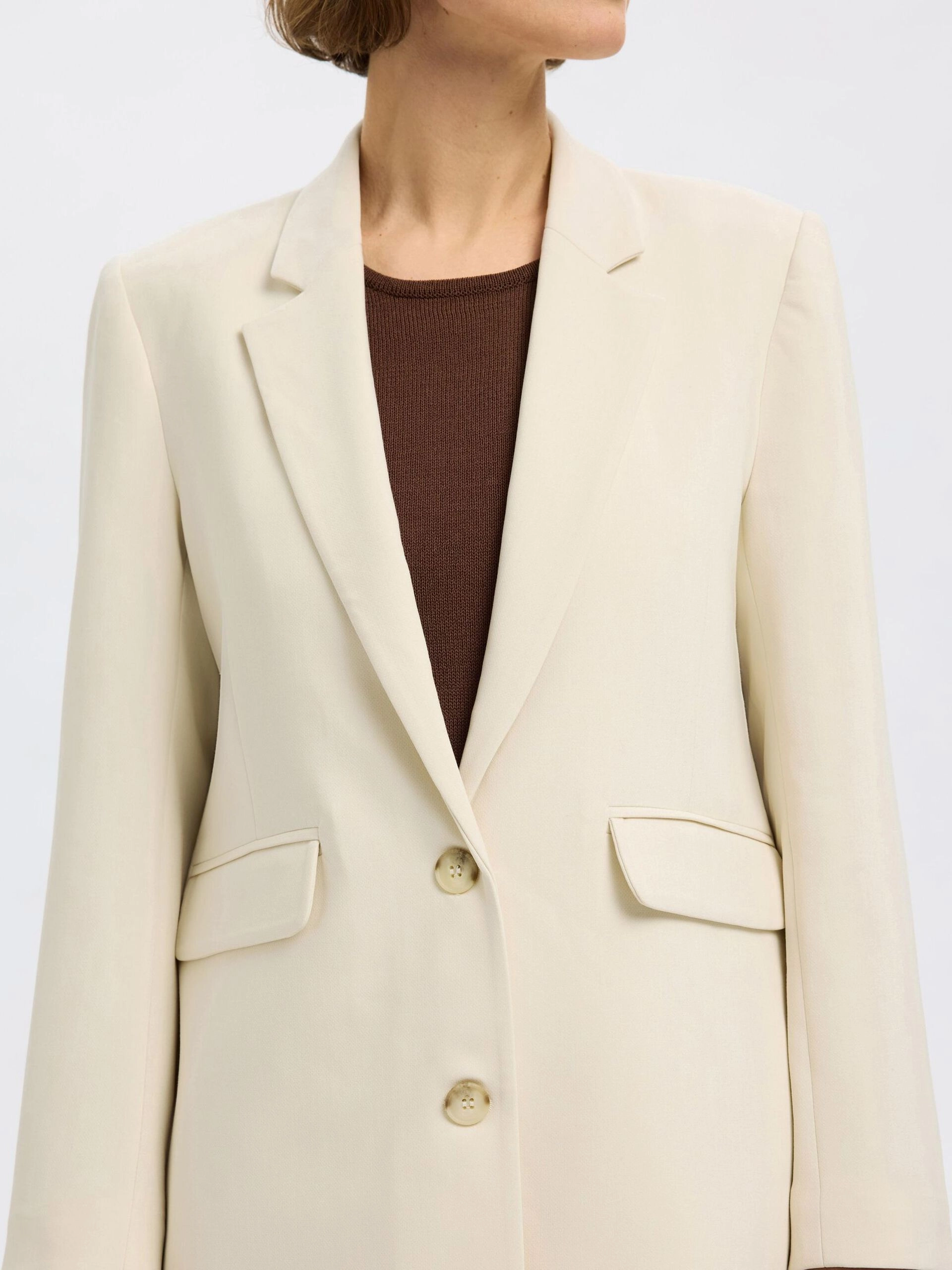 Eco Friendly SELECTED Rita Relaxed Blazer in Birch