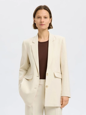 SELECTED Rita Relaxed Blazer in Birch Crisp Clean Fit Practical Cold Piece