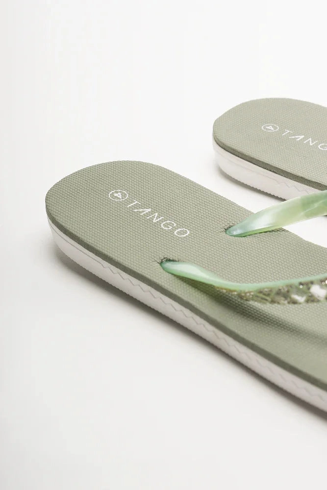 Breathable Durable Outsole Diamante Flip Flop Green