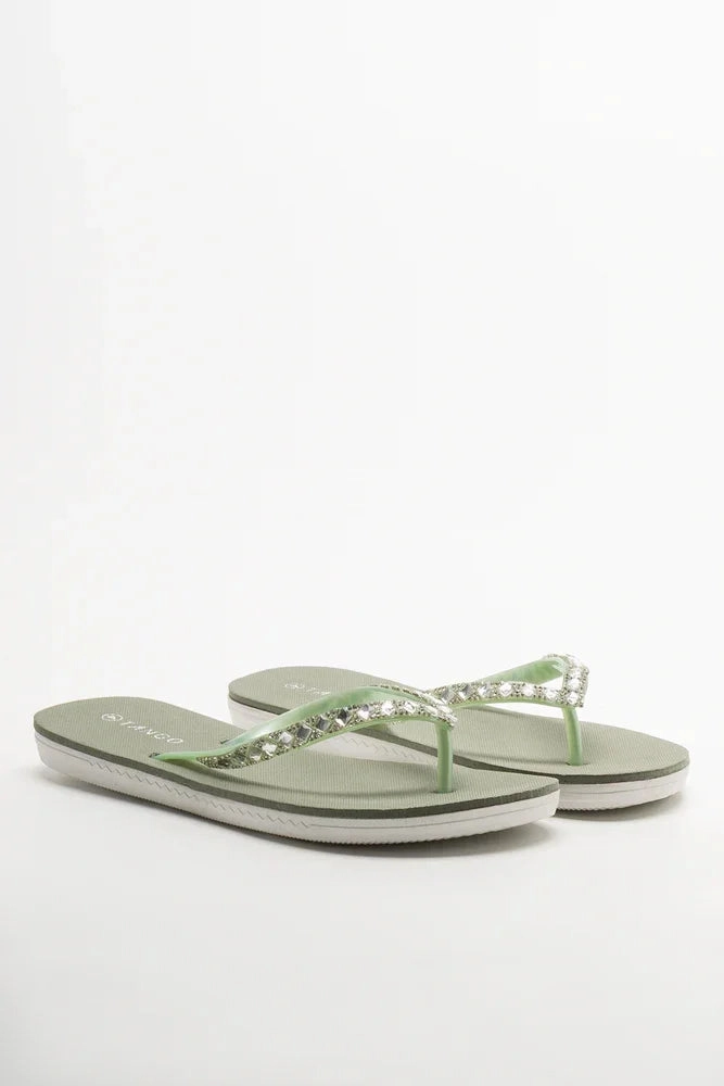 Diamante Flip Flop Green Perfect Fit Every Step