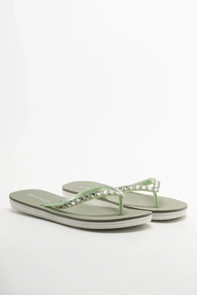 Diamante Flip Flop Green Perfect Fit Every Step