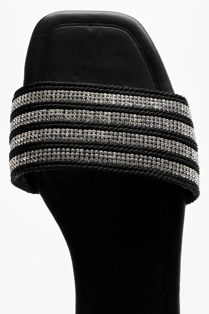 Diamante Sandal Black Walking Sandals