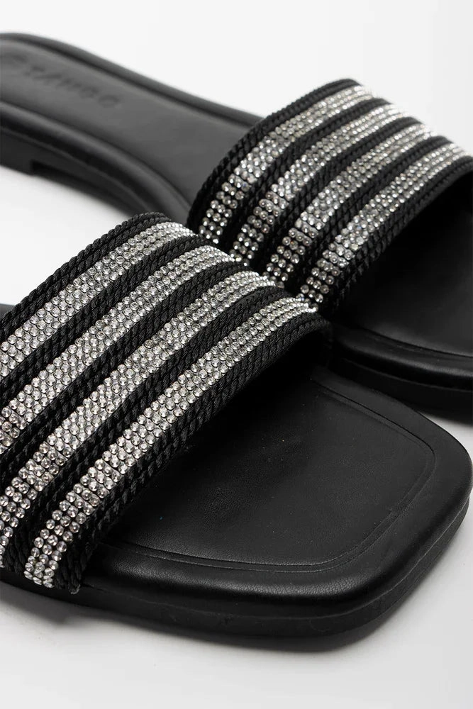 Diamante Sandal Black Chic Durable hollow design