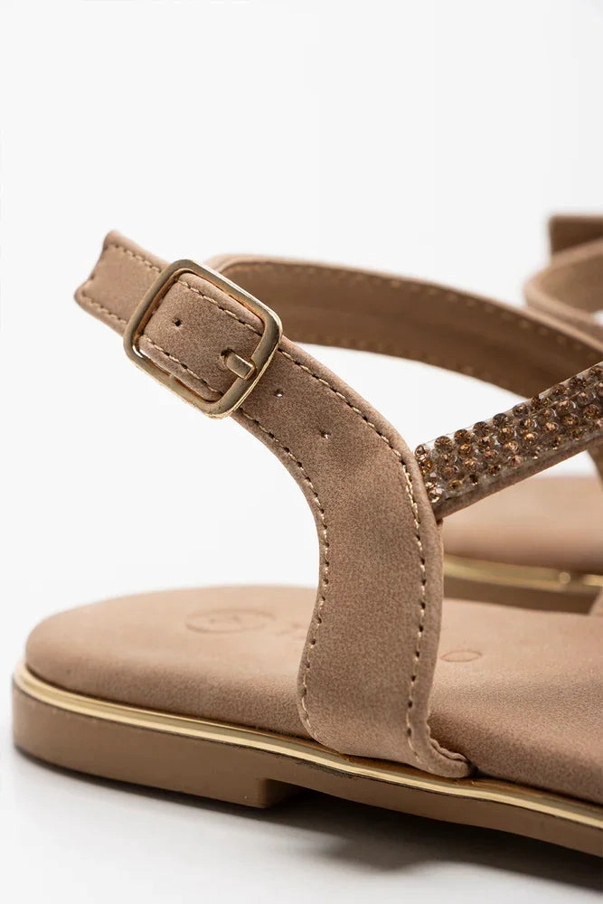 Chic Casual Footwear Diamante Thong Sandal Natural